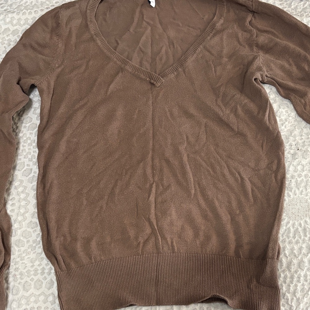 Elegant Brown V-Neck Sweater for Women